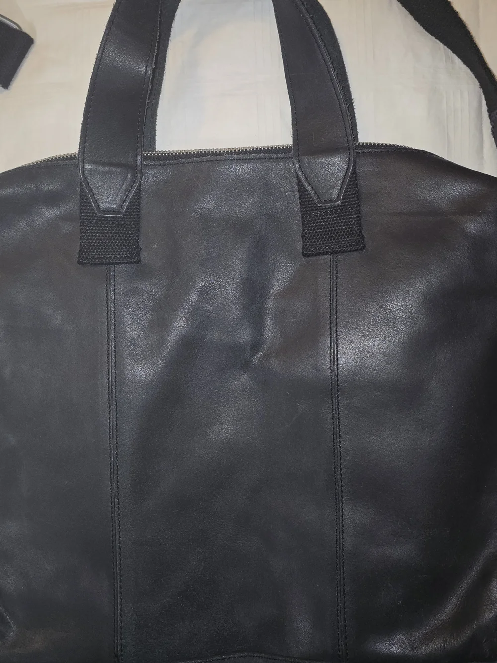 ASOS Genuine Leather Black Laptop Tote Work Bag Minimalist Office